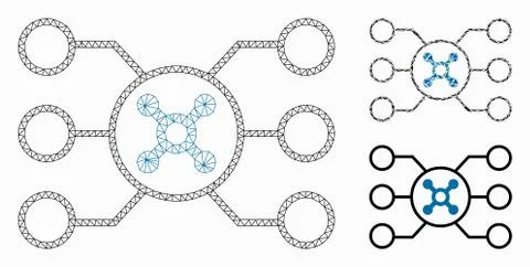 Roulette Circuit Vector Mesh Wire Frame Model and Triangle Mosaic Icon Stock Illustration
