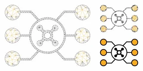 Roulette Circuit Vector Mesh Wire Frame Model and Triangle Mosaic Icon Stock Illustration