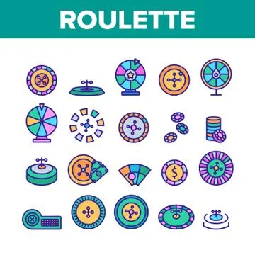 Roulette Color Elements Icons Set Vector Illustrazione stock