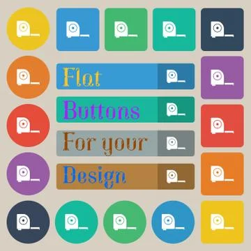 Roulette construction icon sign. Set of twenty colored flat, round, square and r Stock Illustration