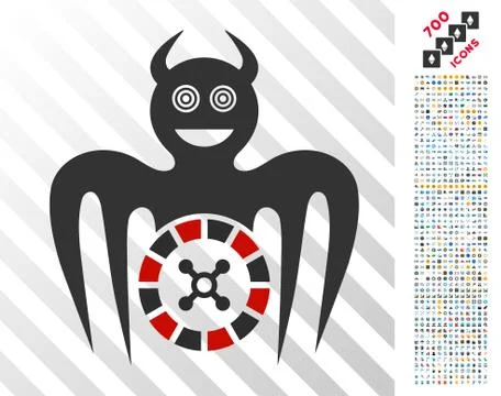 Roulette Mad Spectre Devil Flat Icon with Bonus Stock Illustration