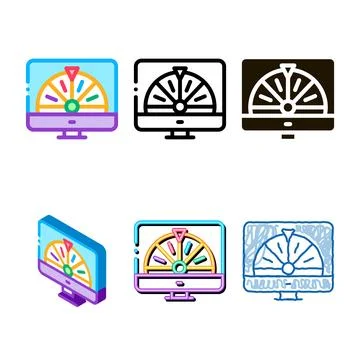 Roulette in minimal computer icon vector outline 库存插图