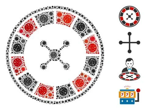 Roulette Mosaic of Covid Virus Elements 스톡 일러스트