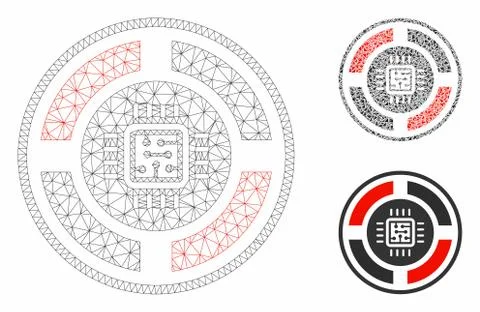 Roulette Processor Vector Mesh Wire Frame Model and Triangle Mosaic Icon Stock Illustration