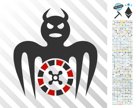 Roulette Spectre Devil Flat Icon with Bonus Stock Illustration
