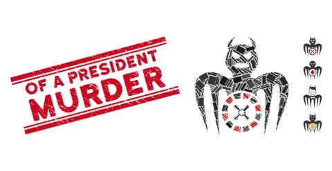 Roulette Spectre Devil Mosaic and Scratched Of a President Murder Watermark with 库存插图