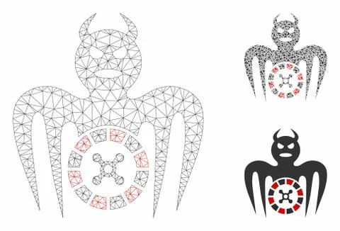 Roulette Spectre Devil Vector Mesh Network Model and Triangle Mosaic Icon Stock Illustration
