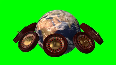 Roulette Spin Around the World - Risk Concept - green screen Stock Footage 158281228