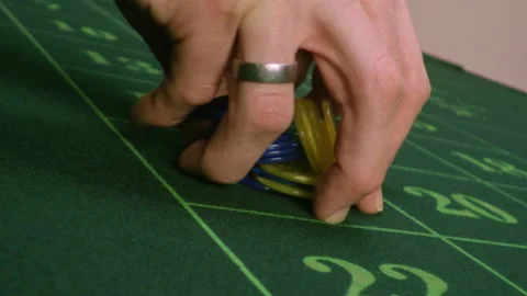 Roulette table All in Jetons with laowa lens Video stock 219653319