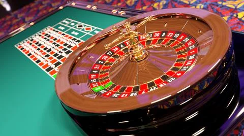 Roulette table on casino background. roulette table on colorful casino carpet. Stock Illustration