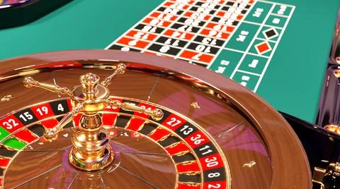 Roulette table on casino background. roulette table on colorful casino carpet. Stock Illustration