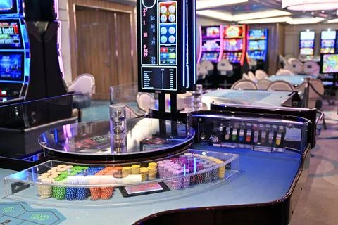 Roulette table at casino Stock Photos