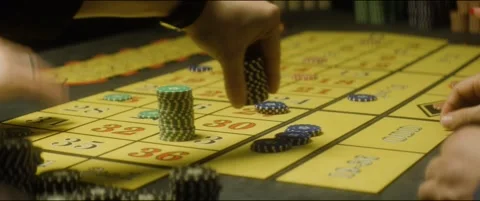 Roulette table close-up, bet on 33, wins Stock Footage 242778984