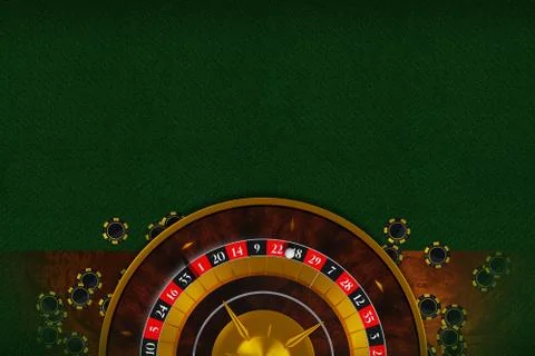 Roulette Table Copy Space 3D Rendered Illustration Casino Concept. Top View.  Illustrazione stock