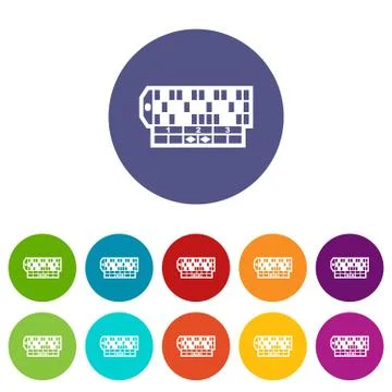 Roulette table icons set vector color Stock Illustration