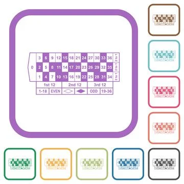 Roulette table simple icons Illustrazione stock