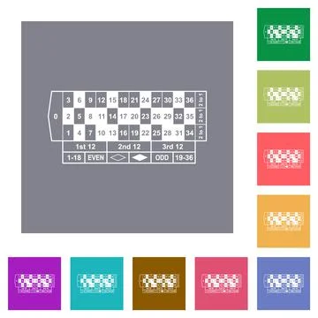Roulette table square flat icons Stock Illustration