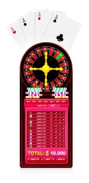 A roulette table with various gambling and casino elements 스톡 일러스트