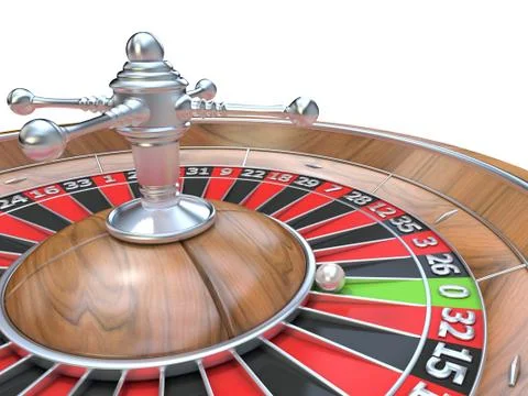 Roulette wheel. 3D Detail on zero green pocket Illustrazione stock