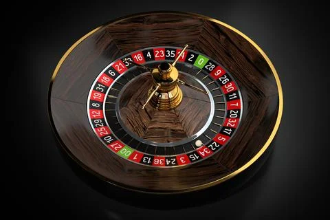 Roulette Wheel and Ball - Side View - 3D illustration Stock Illustration