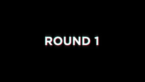 Round 1 animation of looped text glitch video game screen effect Stock Footage 313060799