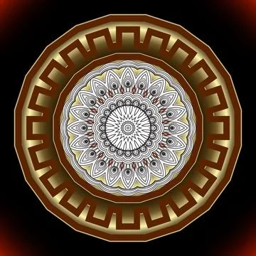 Round 3d mandala pattern. Ornamental background. Vector backdrop. Floral line Stockillustratie
