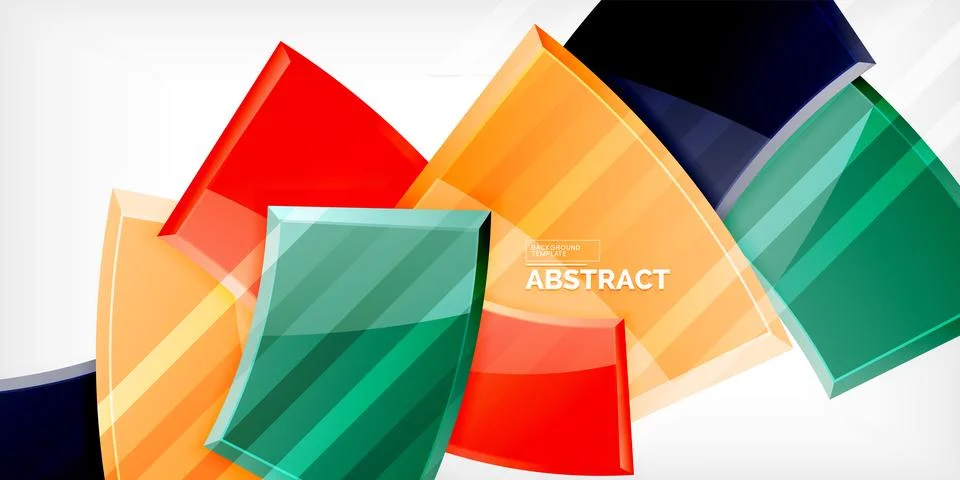 Round 3d shapes, plates background. Creative composition design template Stock Illustration