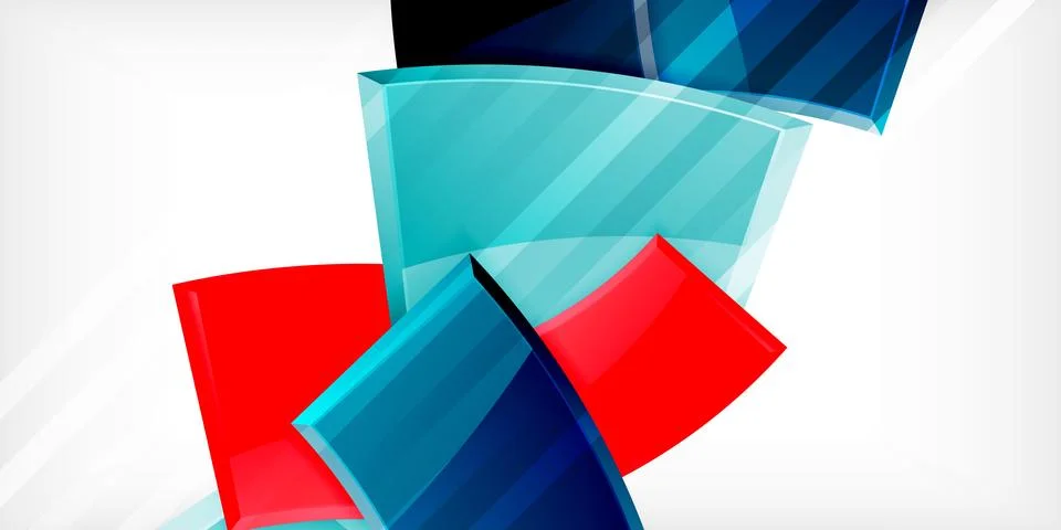Round 3d shapes, plates background. Creative composition design template Stock Illustration