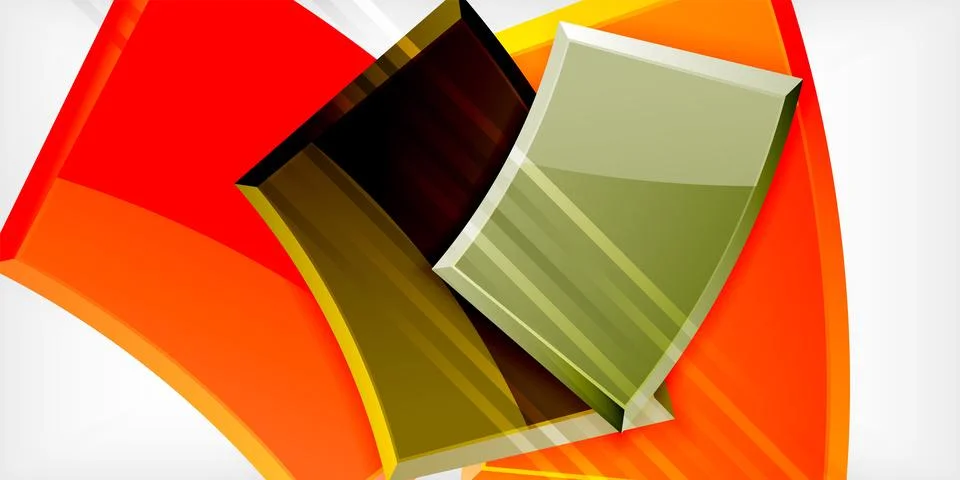 Round 3d shapes, plates background. Creative composition design template Illustrazione stock