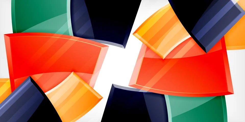 Round 3d shapes, plates background. Creative composition design template Illustrazione stock