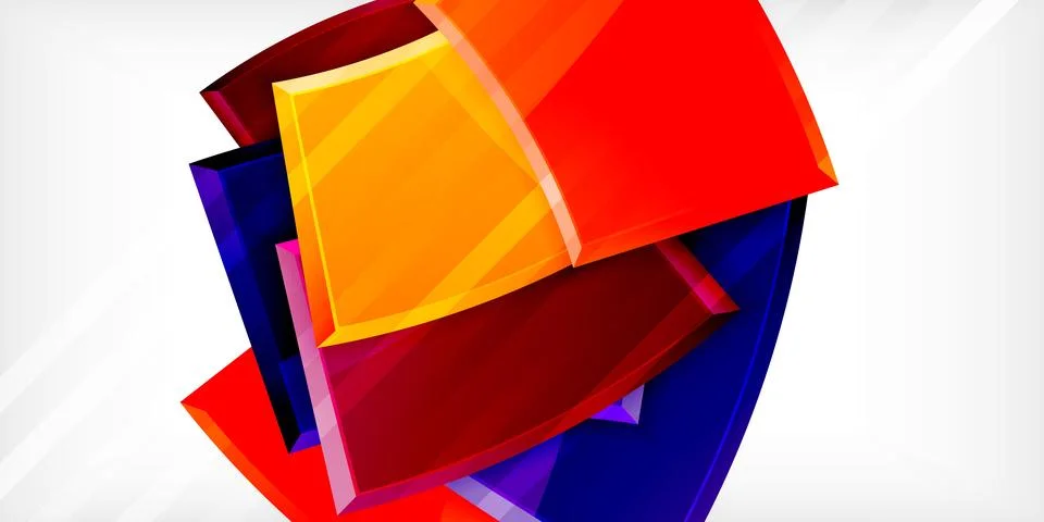Round 3d shapes, plates background. Creative composition design template Illustrazione stock