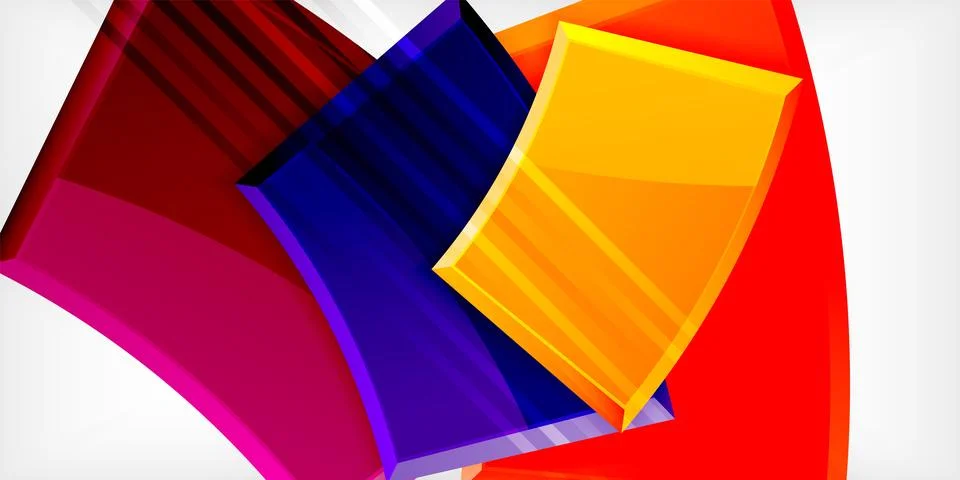 Round 3d shapes, plates background. Creative composition design template Stock Illustration