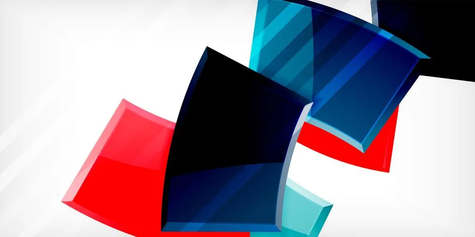 Round 3d shapes, plates background. Creative composition design template Stock Illustration
