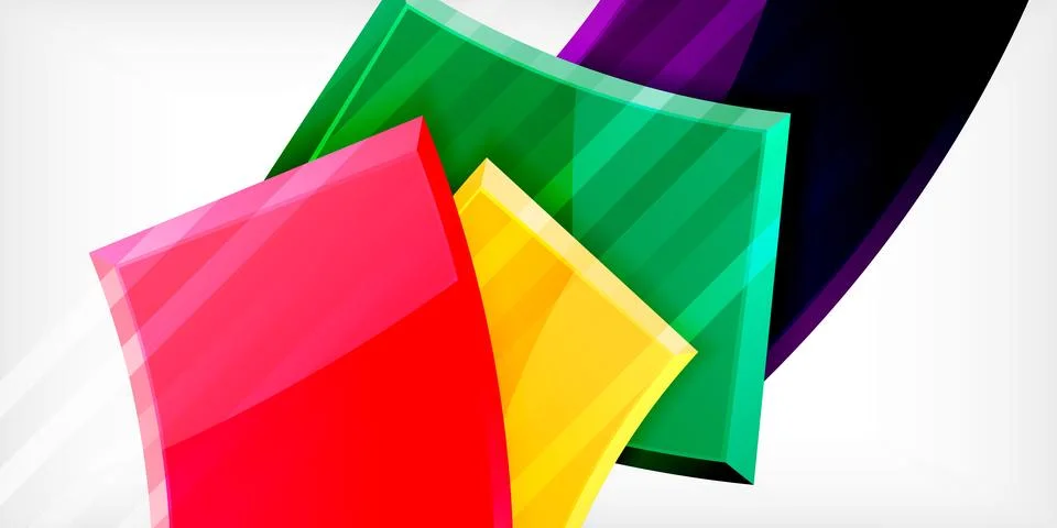 Round 3d shapes, plates background. Creative composition design template Stock Illustration