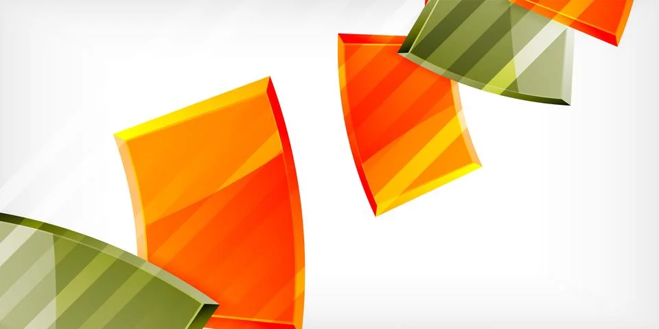 Round 3d shapes, plates background. Creative composition design template Stock Illustration