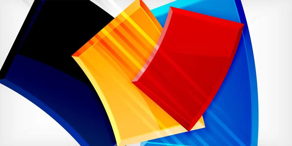 Round 3d shapes, plates background. Creative composition design template Illustrazione stock