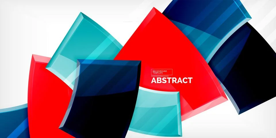 Round 3d shapes, plates background. Creative composition design template Stock Illustration