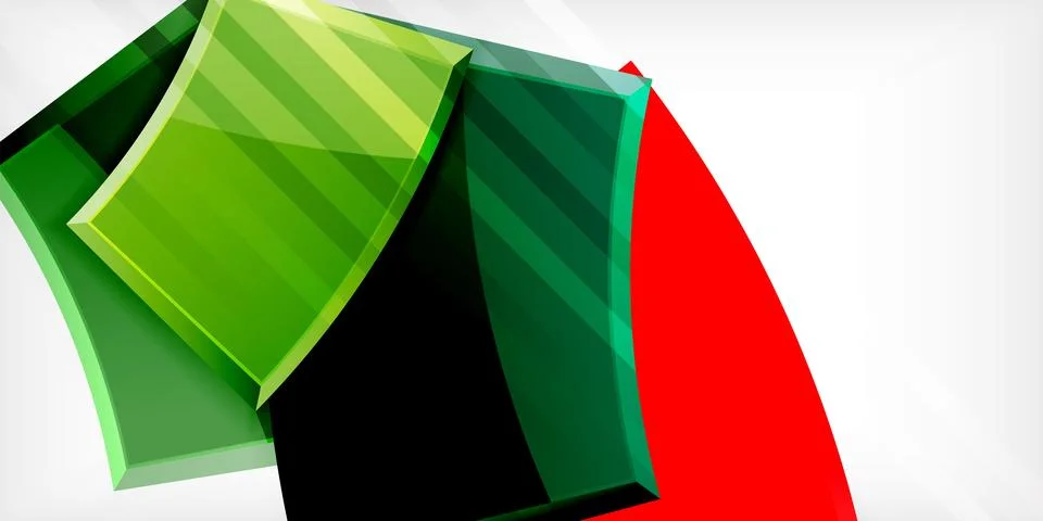 Round 3d shapes, plates background. Creative composition design template Illustrazione stock
