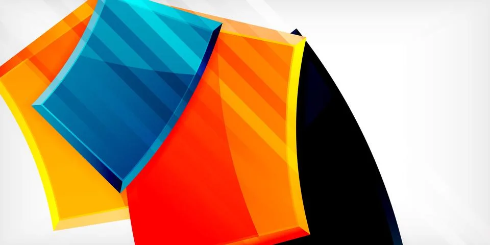 Round 3d shapes, plates background. Creative composition design template Stock Illustration