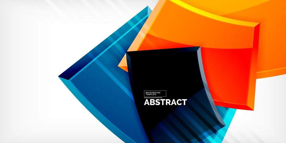 Round 3d shapes, plates background. Creative composition design template Stock Illustration