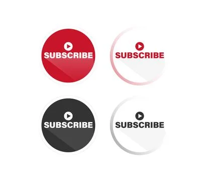 Round 3D subscribe button set design with play icon Stock Illustration
