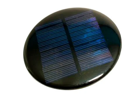 Round 6 volt solar panel isolated on white Stock Photos