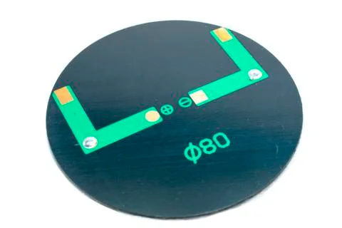 Round 6 volt solar panel isolated on white Stock Photos