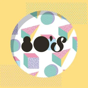 Round 80 memphis style pattern circle triangle design Ilustração Stock