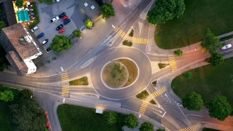 Round about road traffic view Video stock 273698777