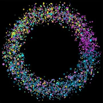 Round abstract circle frame of colorful sparkling dots concept design Illustrazione stock