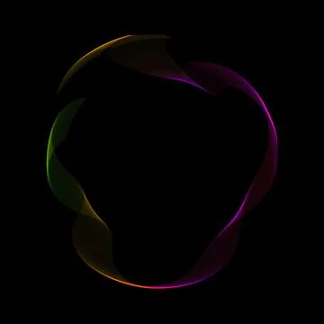 Round Abstract Colorful Tech Ring Circle on Black Background Stock Illustration