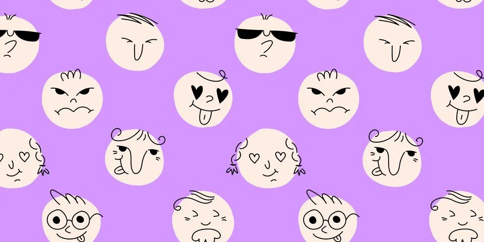 Round abstract comic Faces Stock Illustration