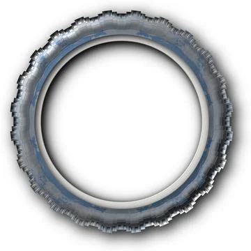 Round abstract distressed metal frame with transparent background Stock Illustration