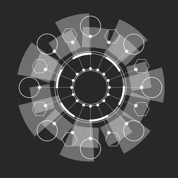 Round abstract elements for inserting different icons and data. Illustrazione stock
